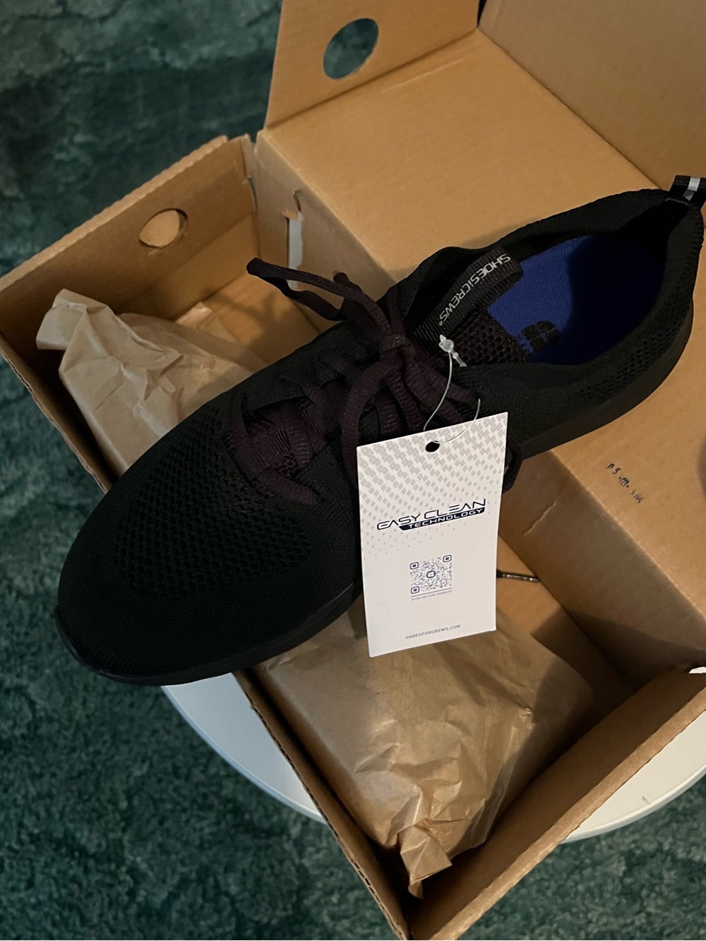 Shoes For Crews Women's Black Slip-On Athletic Shoe with Blue Insole